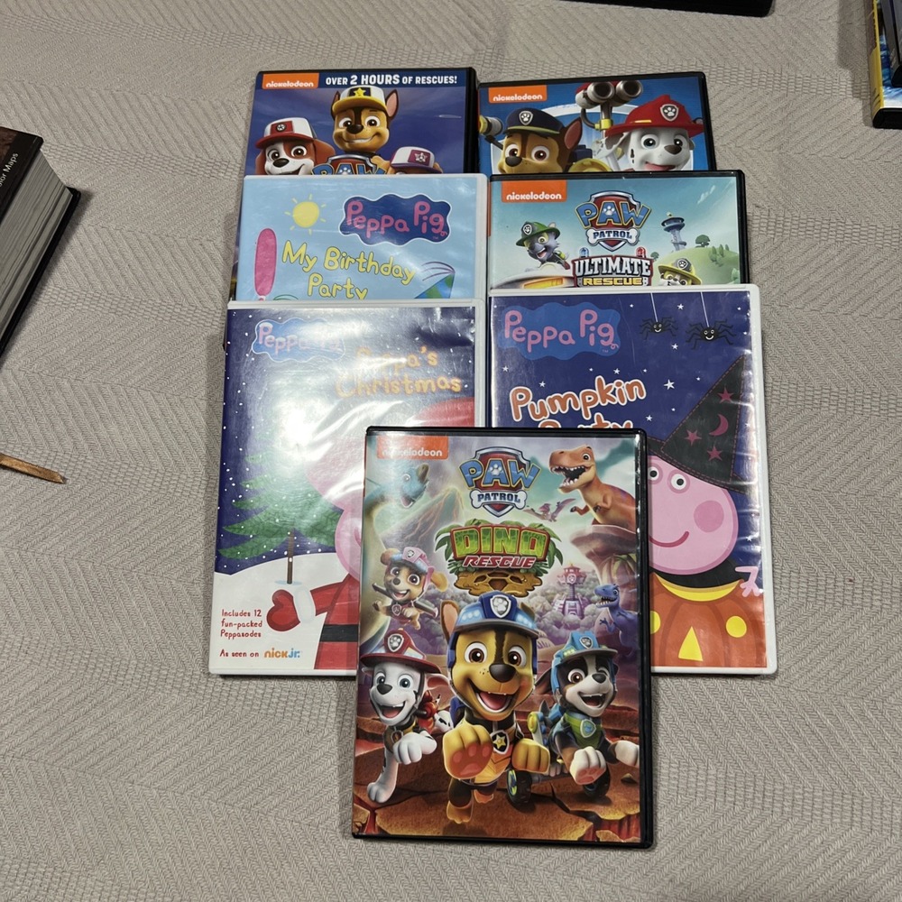 Lot Of 7 Nickelodeon Paw Patrol & Peppa Pig DVD's Movies Episodes Kids
